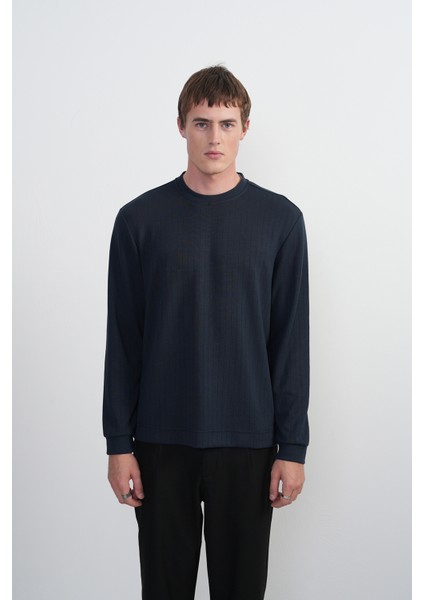 Erkek Bisiklet Yaka Çizgili Kumaş Laci Sweatshirt fiyatları