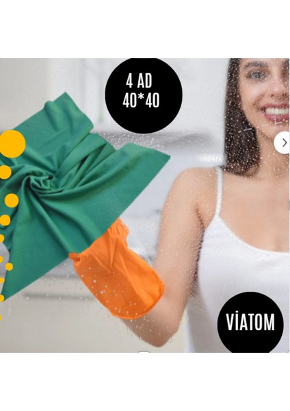 Mikrofiber 4'lü 40*40 Su Emici Iz Bırakmayan Antibakteriyel Cam Temizlik Bezi Seti