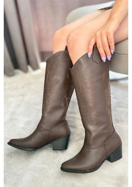 Kadın Jasire Kahverengi Nakışlı Western Kovboy Cowgirl Bot Çizme Listeye Geri Dön modelleri