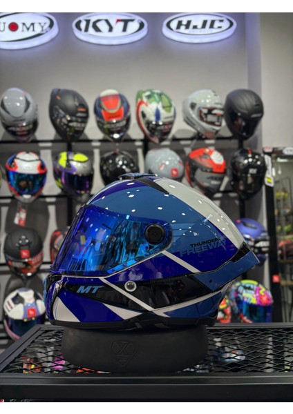 Thunder 4 Gloss Blue Kask (Şeffaf Vizörlü)