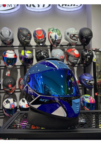 Thunder 4 Gloss Blue Kask (Şeffaf Vizörlü)
