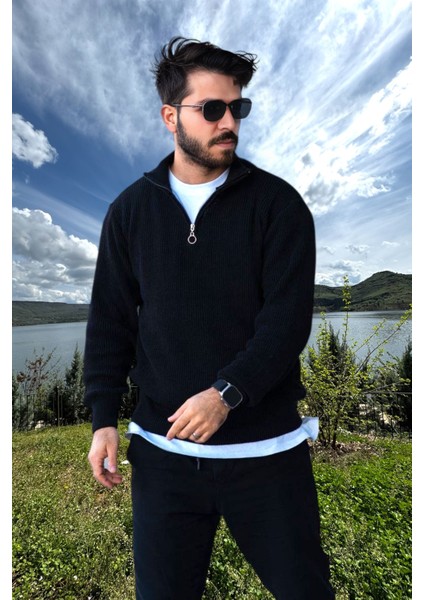 Erkek Triko Kazak Fermuarlı Dik Yaka modelleri