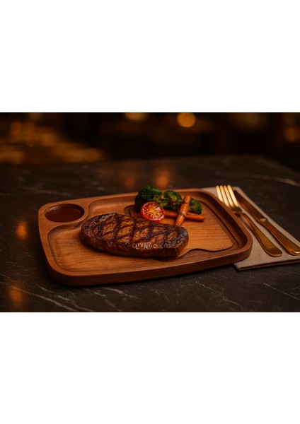 Aldero Ahşap ( 1.sınıf Kalite Kayın Ağacı ) Servis Tabağı, Sunum Tabağı, Yemek Tabağı 35X25CM