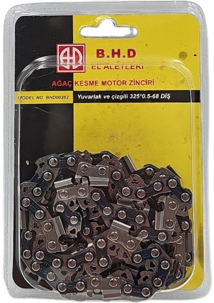 B.h.d BHD00262 0.325'' 1.3mm 34 Diş Yuvarlak ve Çizgili Ağaç Kesme Motorlu Testere Zinciri
