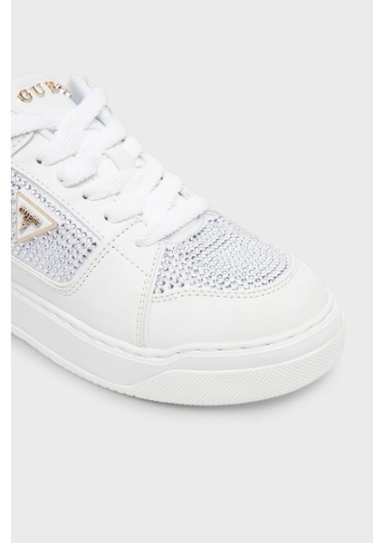 Delove2 Taş Detaylı Logolu Sneaker Ayakkabı FLTDL2LEA12 Bayan Ayakkabı Fltdl2 LEA12 Whıte