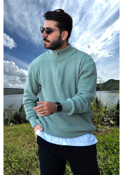 Erkek Triko Kazak Fermuarlı Dik Yaka modelleri