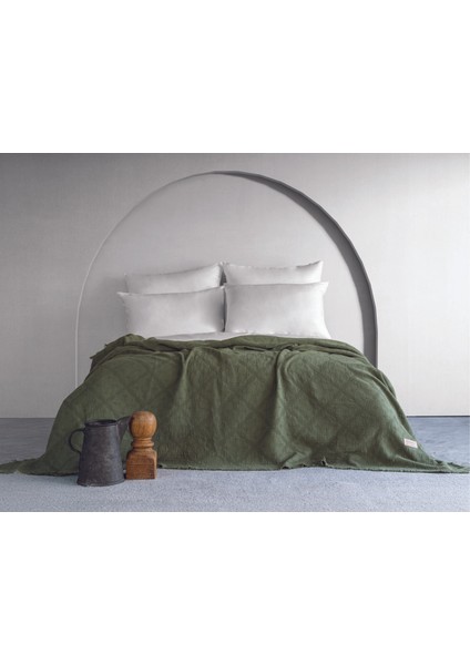 Lucca Fitilli Desen Yatak Örtüsü - Haki