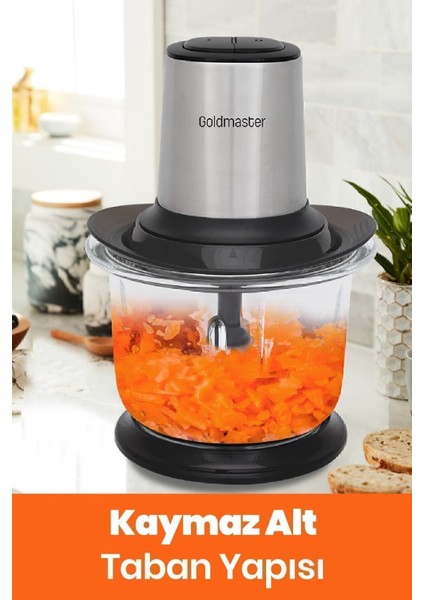 1.5 Lt Cam Hazneli 2 Kademe Ayarlı 4 Bıçaklı Doğrayıcı Gri