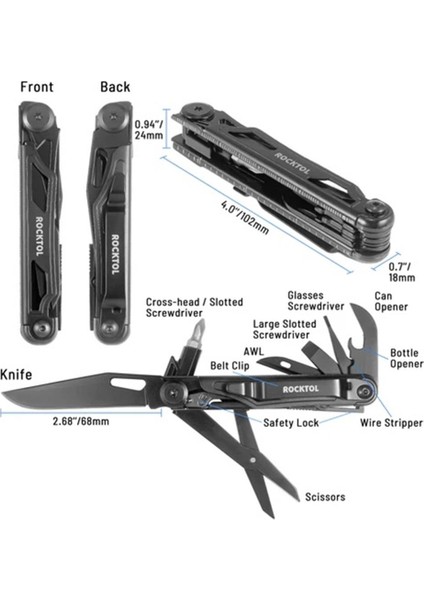 12 Fonksiyonlu Multi Tool Siyah Çakı (Kılıflı) modelleri
