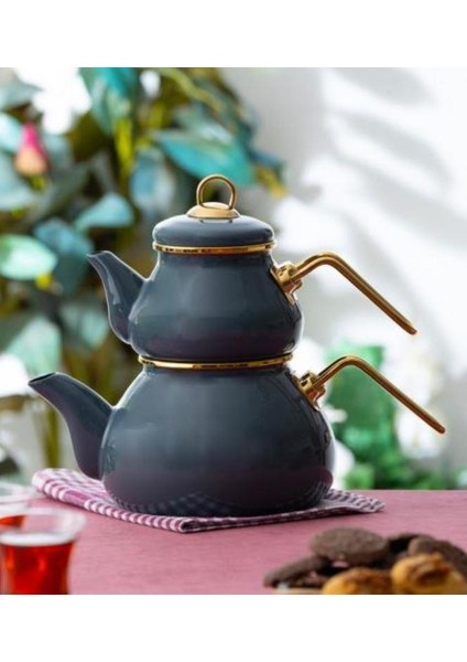 Emaye Çaydanlık Gri