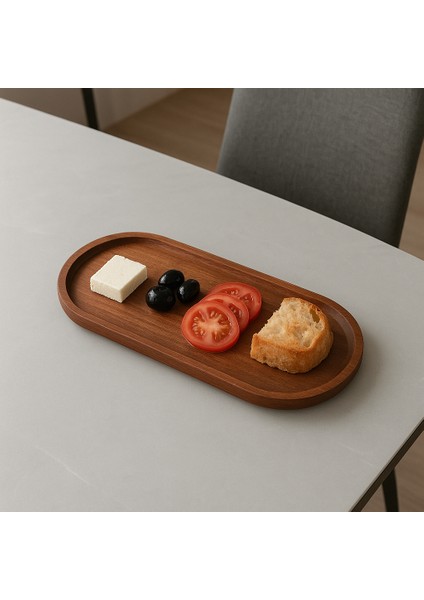 Dubois Ahşap ( 1.sınıf Kalite Kayın Ağacı ) Sunum Tabağı, Servis Tabağı, Kahvaltı Tabağı 34X16CM