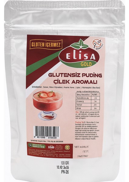 Kepez Ekmek Elisa Glutensiz Çilekli Puding 100 Gram