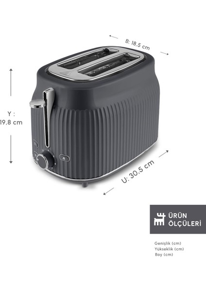 Gri Renkli 2 Dilim Kapasiteli Ekmek Kızartma Makinesi fiyatları