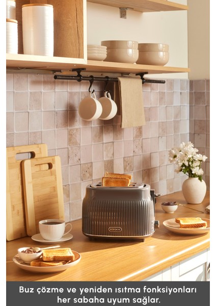 Gri Renkli 2 Dilim Kapasiteli Ekmek Kızartma Makinesi