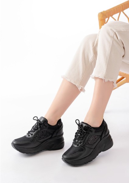 F-185 Siyah Günlük Bağcıklı Taş Aksesuarlı Yazlık Spor Ayakkabı fiyatları