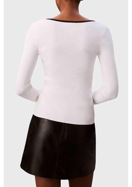 Pamuklu Slim Fit Bisiklet Yaka Fitilli Kazak LV044D360GUB1 Bayan Kazak LV044D360G Ub1 modelleri