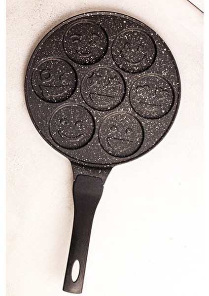 Panna Döküm Emojili Pankek Tavası 26 cm Granit Kaplama Siyah Altın Renk