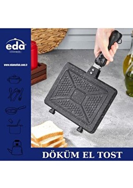 Döküm Granit Çift Taraflı Tava 24x17 cm PFOA İçermeyen Siyah Ergonomik Tasarım modelleri