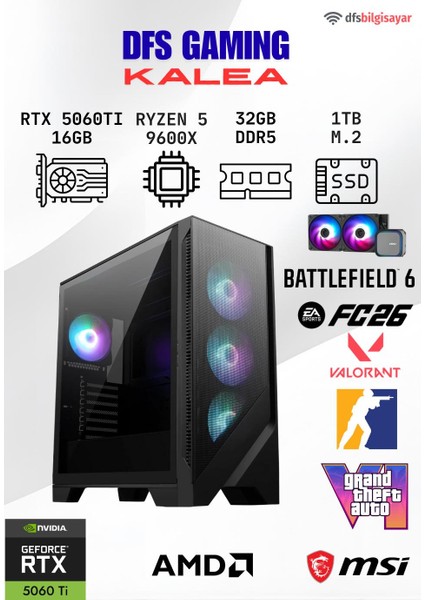 Dfs Gamıng Kalea Ryzen 5 9600X-B650M-RTX 5060 Tı 16GB-32GB Ddr5 Ram-1tb M.2 Ssd-Oyuncu Bilgisayarı