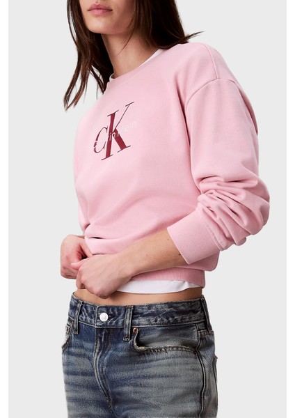 Pamuklu Relaxed Fit Bisiklet Yaka Kısa Sweat LV047B234GTE0 Bayan Sweat LV047B234G Te0 indirimleri