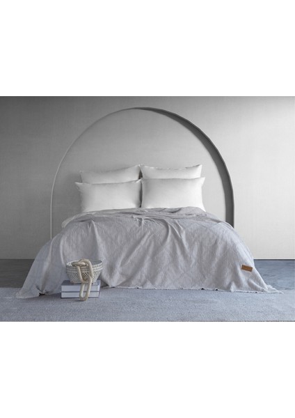 Lucca Fitilli Desen Yatak Örtüsü - Açık Gri