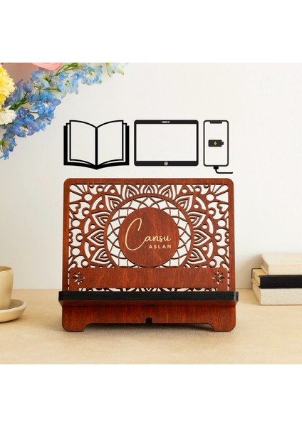 Ahşap Kişiselleştiriliebilir Kitap - Tablet - Telefon Tutucu Aparatlı Masaüstü Düzenleyici modelleri