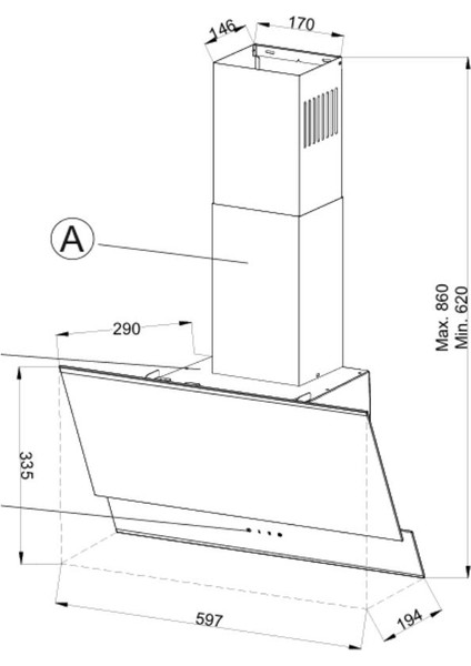 H10060BX, Duvar Tipi Davlumbaz, Siyah, 60 cm fırsatları