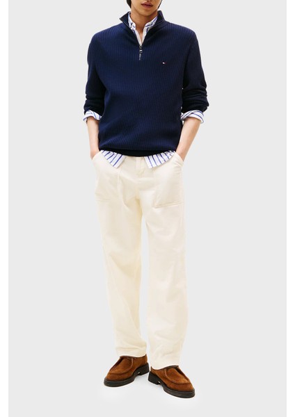 Pamuk ve Kaşmir Karışımlı Regular Fit Dik Yaka Kazak Erkek Kazak MW0MW40448 Dw5 fiyatları