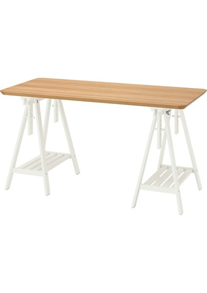 Çalışma Masası, Bambu-Beyaz, 140X65 cm