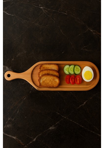Vergis Ahşap (Amerikan Dişbudak) Oval Sunum Tabağı, Servis Tabağı, Kahvaltı Tabağı 39X12CM