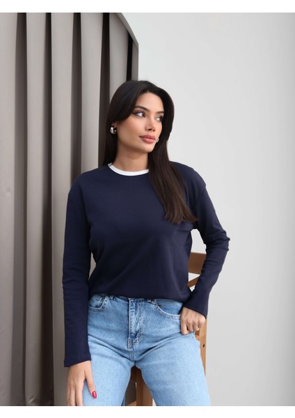 Yaka Şeritli Uzun Kol Body