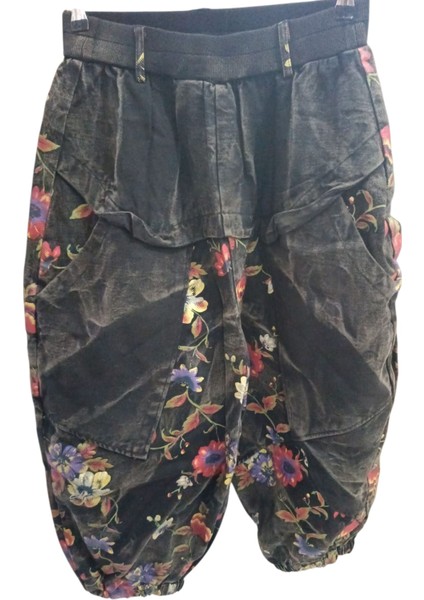 Benzersiz Avrupa Tarzı Kırıkyama Çiçek Desenli Kot Ceket + Şalvar Tipi Pantalon, Oversize Yıkanmış Eski Kısa Ceket + Kavanoz Tipi Pantalon indirimleri