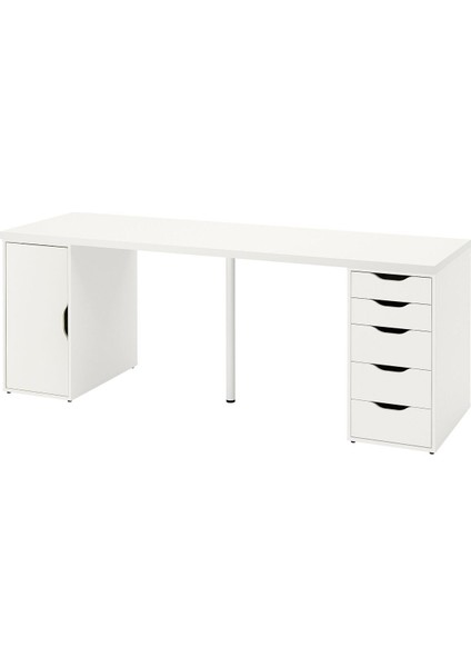 Çalışma Masası, Beyaz, 200X60 Cm, Lagkapten, Adıls