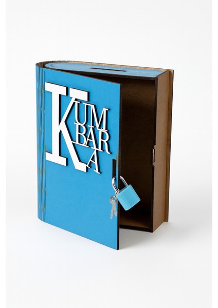 Castano Ahşap Kitap Şeklinde Katlanır Kilitli Kumbara, Para Biriktirme Kutusu 14X16CM