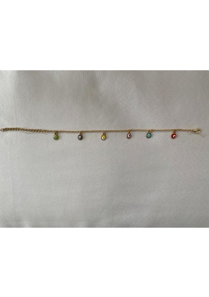 Renkli Nazar Boncuklu Halhal Altın Renk Model 2 fiyatları