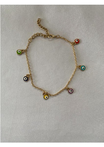 Renkli Nazar Boncuklu Halhal Altın Renk Model 2 modelleri