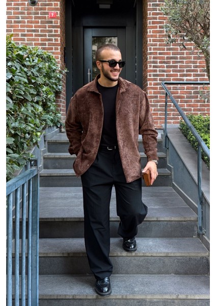 Yotau Erkek Oversize Fit Kadife Uzun Kollu Gömlek Ceket fiyatları