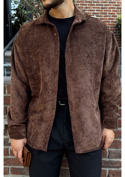 Yotau Erkek Oversize Fit Kadife Uzun Kollu Gömlek Ceket modelleri