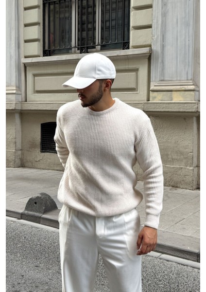 Koba Erkek Selanik Örgü Oversize Bisiklet Yaka Kalın Kazak indirimleri