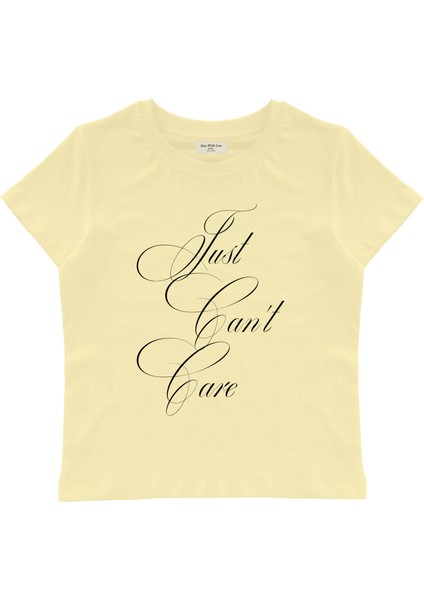 Can't Care Baskılı Baby Tee Crop Top