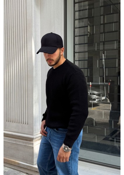 Koba Erkek Selanik Örgü Oversize Bisiklet Yaka Kalın Kazak modelleri