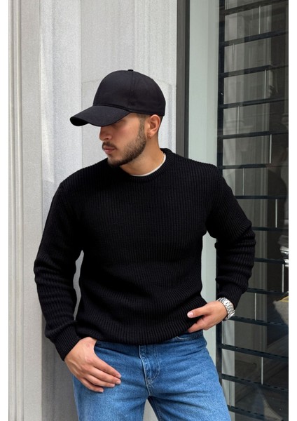 Koba Erkek Selanik Örgü Oversize Bisiklet Yaka Kalın Kazak fırsatları