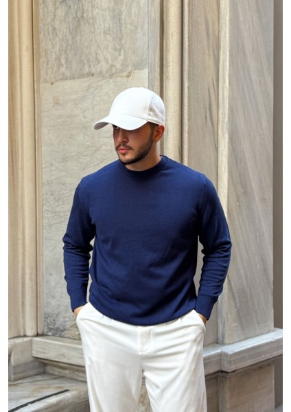 Acton Erkek %100 Organik Pamuk Bisiklet Yaka Triko Kazak