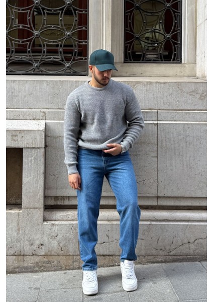 Koba Erkek Selanik Örgü Oversize Bisiklet Yaka Kalın Kazak modelleri