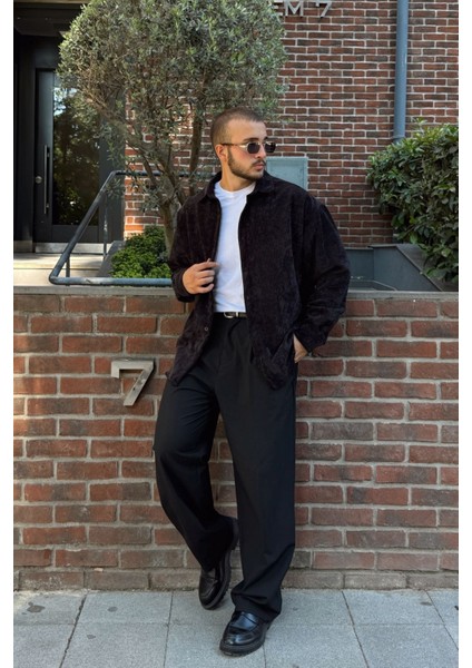 Yotau Erkek Oversize Fit Kadife Uzun Kollu Gömlek Ceket modelleri