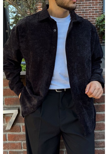 Yotau Erkek Oversize Fit Kadife Uzun Kollu Gömlek Ceket fırsatları