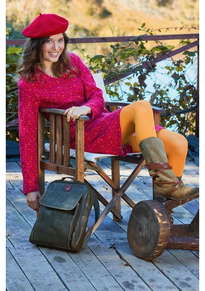 Hakim Yaka Düğme Detaylı Bağlamalı Fuşya Pazen Elbise modelleri