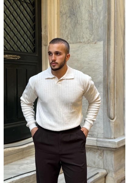 Kimi Fitilli Erkek Triko Polo Yaka Regular Kalıp Uzun Kollu Tişört indirimleri