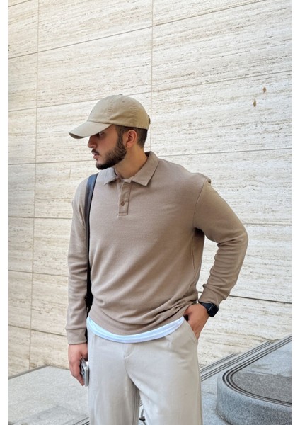 Cali Erkek Regular Fit Polo Yaka Uzun Kollu Sweatshirt Tişört