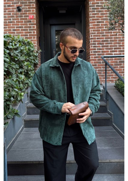 Yotau Erkek Oversize Fit Kadife Uzun Kollu Gömlek Ceket fırsatları